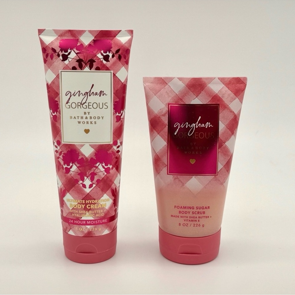 Bath & Body Works Gingham Gorgeous Body Cream & Foaming Sugar Body Scrub Set NWT